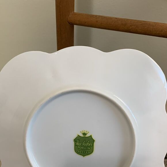 Vintage Hackefors Sweden Porslin Square Scalloped Fruit Design Plate - Picture 11 of 17